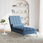 vidaXL Șezlong de masaj cu sprijin, albastru, material textil vidaXL Șezlong de masaj cu sprijin, albastru, material textil