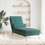 vidaXL Șezlong de masaj cu sprijin, verde închis, catifea vidaXL Șezlong de masaj cu sprijin, verde închis, catifea