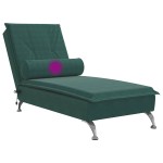 vidaXL Șezlong de masaj cu sprijin, verde închis, catifea vidaXL Șezlong de masaj cu sprijin, verde închis, catifea