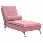 vidaXL Șezlong de masaj cu suport sprijin, roz, catifea vidaXL Șezlong de masaj cu suport sprijin, roz, catifea