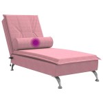vidaXL Șezlong de masaj cu suport sprijin, roz, catifea vidaXL Șezlong de masaj cu suport sprijin, roz, catifea