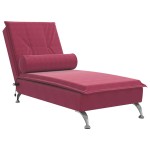 vidaXL Șezlong de masaj cu suport sprijin, roșu vin, catifea vidaXL Șezlong de masaj cu suport sprijin, roșu vin, catifea
