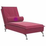 vidaXL Șezlong de masaj cu suport sprijin, roșu vin, catifea vidaXL Șezlong de masaj cu suport sprijin, roșu vin, catifea