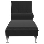 vidaXL Șezlong de masaj cu suport sprijin, negru, catifea vidaXL Șezlong de masaj cu suport sprijin, negru, catifea