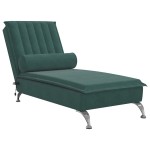 vidaXL Șezlong de masaj cu sprijin, verde închis, catifea vidaXL Șezlong de masaj cu sprijin, verde închis, catifea