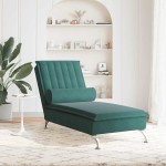 vidaXL Șezlong de masaj cu sprijin, verde închis, catifea vidaXL Șezlong de masaj cu sprijin, verde închis, catifea
