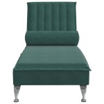 vidaXL Șezlong de masaj cu sprijin, verde închis, catifea vidaXL Șezlong de masaj cu sprijin, verde închis, catifea