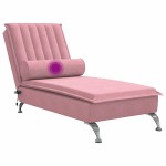 vidaXL Șezlong de masaj cu suport sprijin, roz, catifea vidaXL Șezlong de masaj cu suport sprijin, roz, catifea