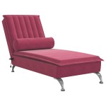 vidaXL Șezlong de masaj cu suport sprijin, roșu vin, catifea vidaXL Șezlong de masaj cu suport sprijin, roșu vin, catifea