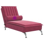 vidaXL Șezlong de masaj cu suport sprijin, roșu vin, catifea vidaXL Șezlong de masaj cu suport sprijin, roșu vin, catifea
