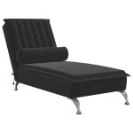 vidaXL Șezlong de masaj cu suport sprijin, negru, catifea vidaXL Șezlong de masaj cu suport sprijin, negru, catifea