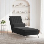 vidaXL Șezlong de masaj cu suport sprijin, negru, catifea vidaXL Șezlong de masaj cu suport sprijin, negru, catifea