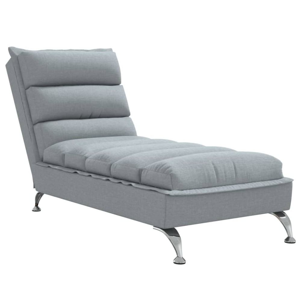 vidaXL Șezlong cu perne, gri deschis, material textil