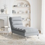 vidaXL Șezlong cu perne, gri deschis, material textil
