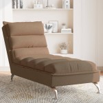 vidaXL Șezlong cu perne, maro, material textil vidaXL Șezlong cu perne, maro, material textil
