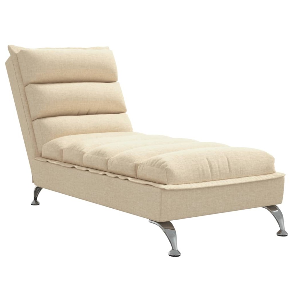 vidaXL Șezlong cu perne, crem, material textil