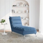 vidaXL Șezlong cu perne, albastru, material textil vidaXL Șezlong cu perne, albastru, material textil