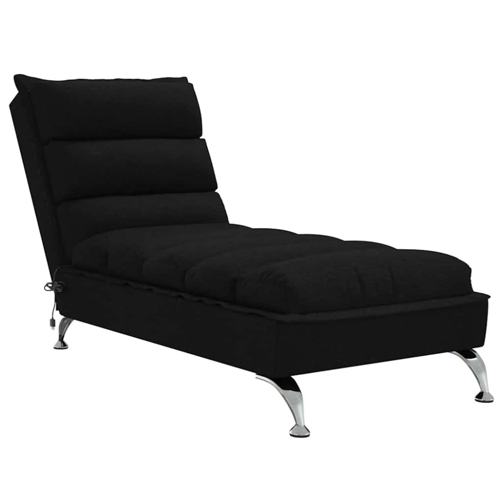 vidaXL Șezlong de masaj cu perne, negru, material textil