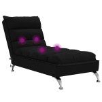 vidaXL Șezlong de masaj cu perne, negru, material textil