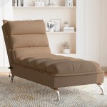 vidaXL Șezlong de masaj cu perne, maro, material textil vidaXL Șezlong de masaj cu perne, maro, material textil