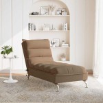 vidaXL Șezlong de masaj cu perne, maro, material textil vidaXL Șezlong de masaj cu perne, maro, material textil