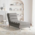 vidaXL Șezlong de masaj cu perne, gri taupe, material textil vidaXL Șezlong de masaj cu perne, gri taupe, material textil