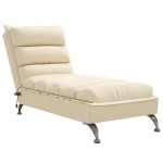 vidaXL Șezlong de masaj cu perne, crem, material textil vidaXL Șezlong de masaj cu perne, crem, material textil