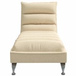 vidaXL Șezlong de masaj cu perne, crem, material textil vidaXL Șezlong de masaj cu perne, crem, material textil