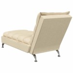vidaXL Șezlong de masaj cu perne, crem, material textil vidaXL Șezlong de masaj cu perne, crem, material textil