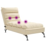 vidaXL Șezlong de masaj cu perne, crem, material textil vidaXL Șezlong de masaj cu perne, crem, material textil