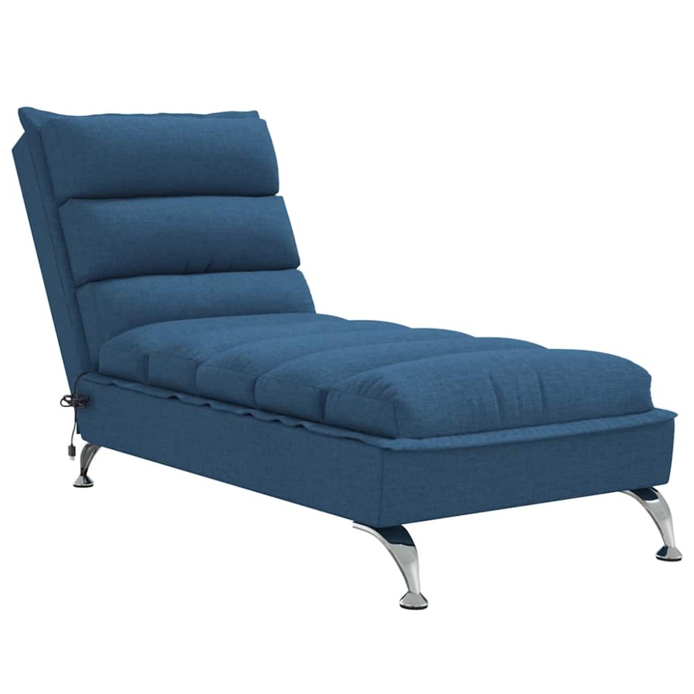 vidaXL Șezlong de masaj cu perne, albastru, material textil