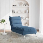 vidaXL Șezlong de masaj cu perne, albastru, material textil vidaXL Șezlong de masaj cu perne, albastru, material textil