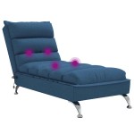 vidaXL Șezlong de masaj cu perne, albastru, material textil vidaXL Șezlong de masaj cu perne, albastru, material textil
