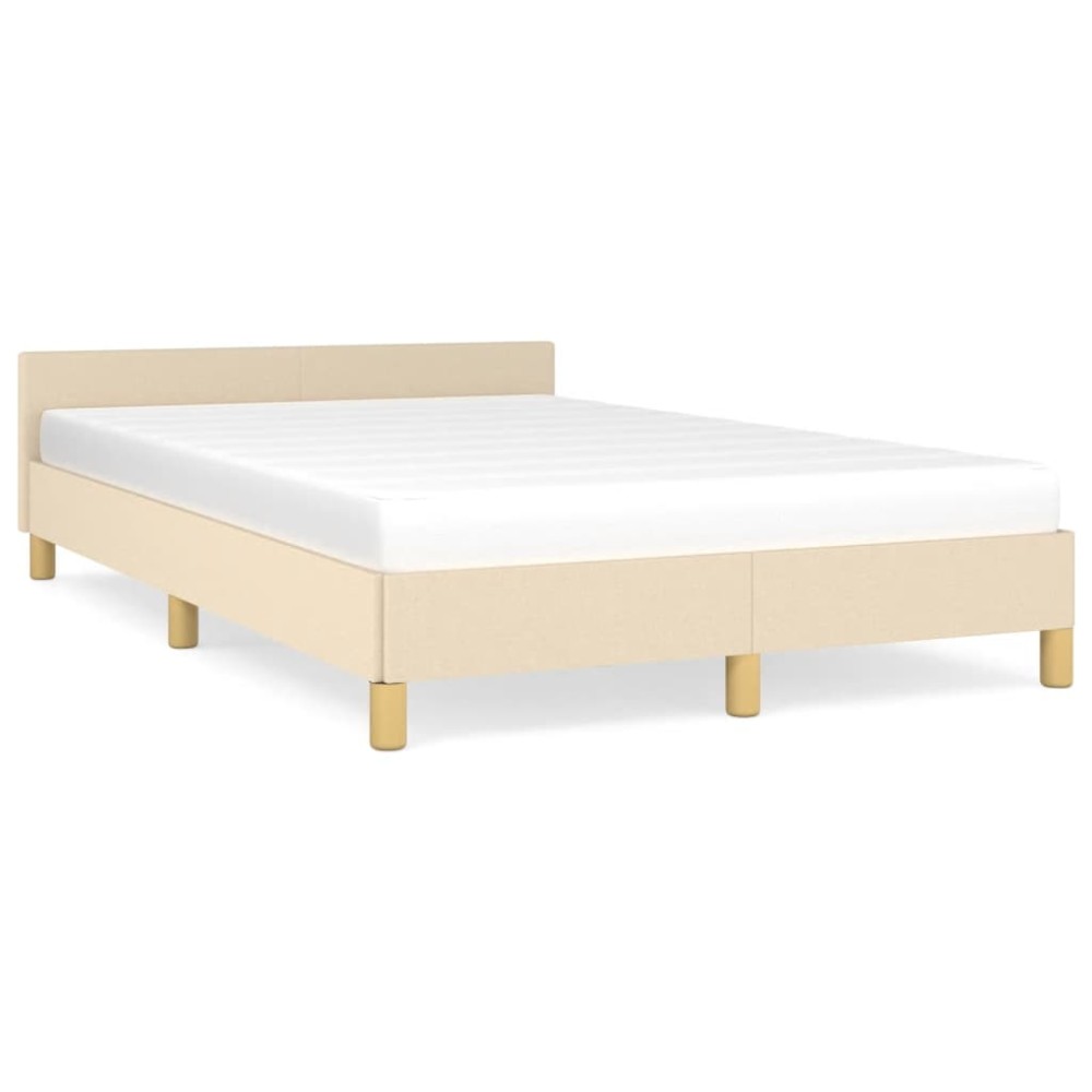 vidaXL Cadru de pat fără saltea cremă 120x190 cm țesătură