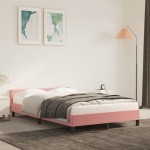 vidaXL Cadru de pat fără saltea roz 120x190 cm catifea vidaXL Cadru de pat fără saltea roz 120x190 cm catifea