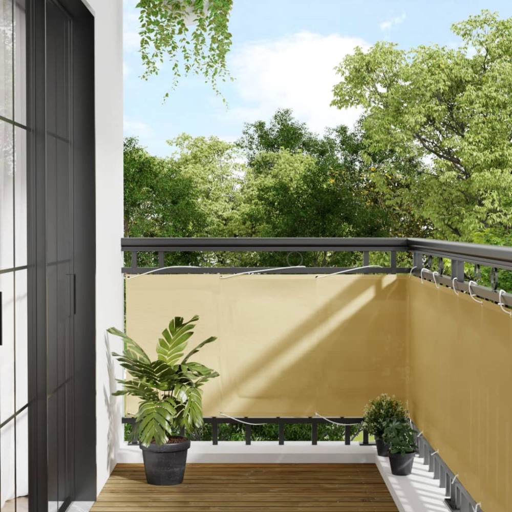 vidaXL Paravan de balcon, nisipiu, 75x600 cm, 100% poliester oxford