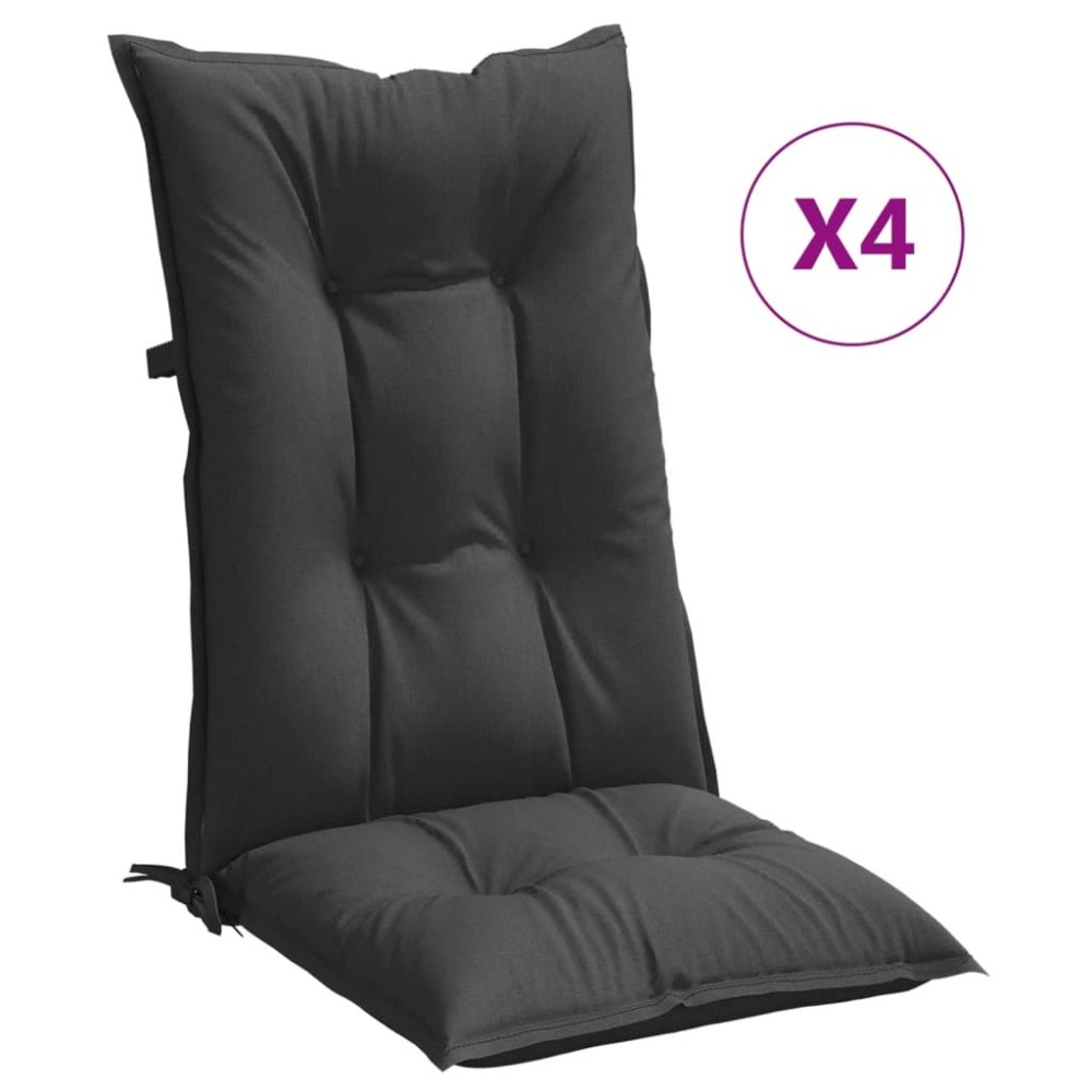vidaXL Perne scaun cu spătar înalt, 4 buc. antracit 120x50x7 cm textil