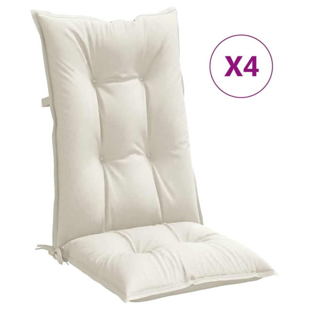 vidaXL Perne scaun spătar înalt, 4 buc. melanj crem 120x50x7 cm textil