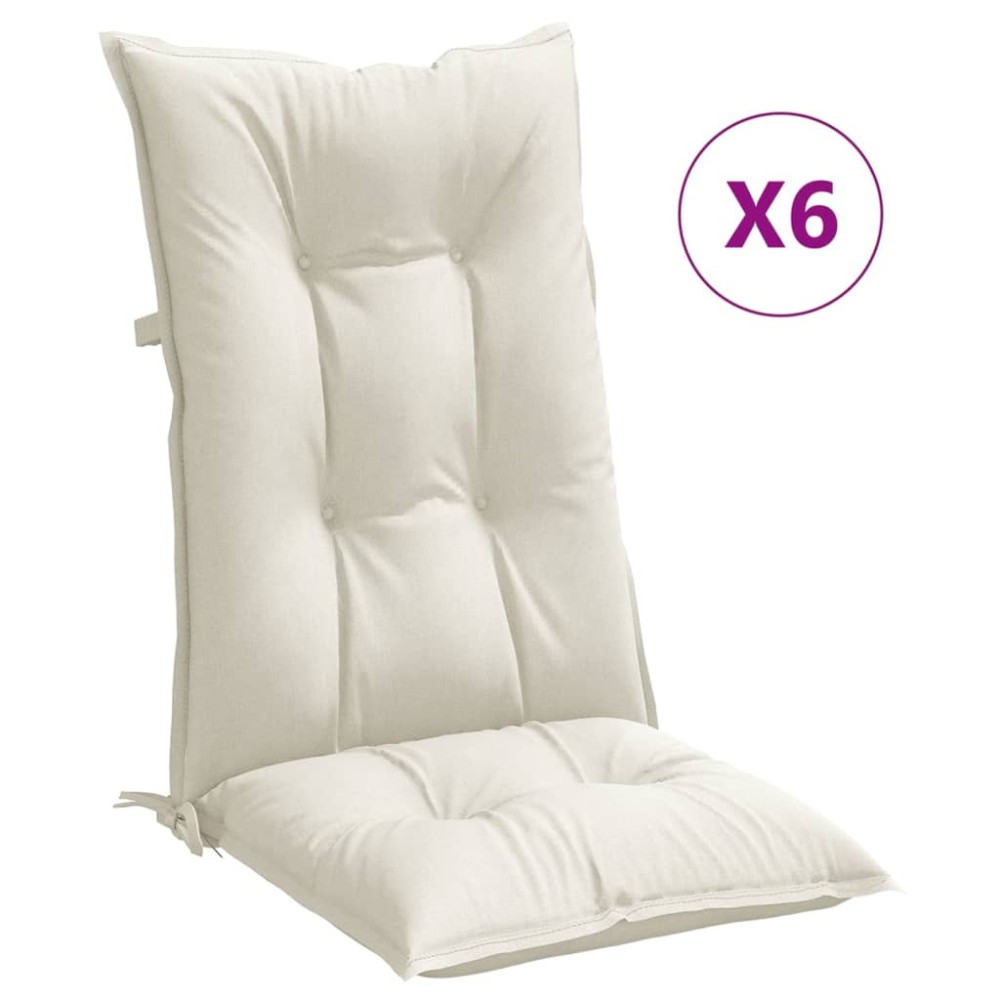 vidaXL Perne scaun spătar înalt, 6 buc. melanj crem 120x50x7 cm textil