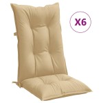 vidaXL Perne scaun cu spătar înalt 6 buc. melanj bej 120x50x7cm textil vidaXL Perne scaun cu spătar înalt 6 buc. melanj bej 120x50x7cm textil