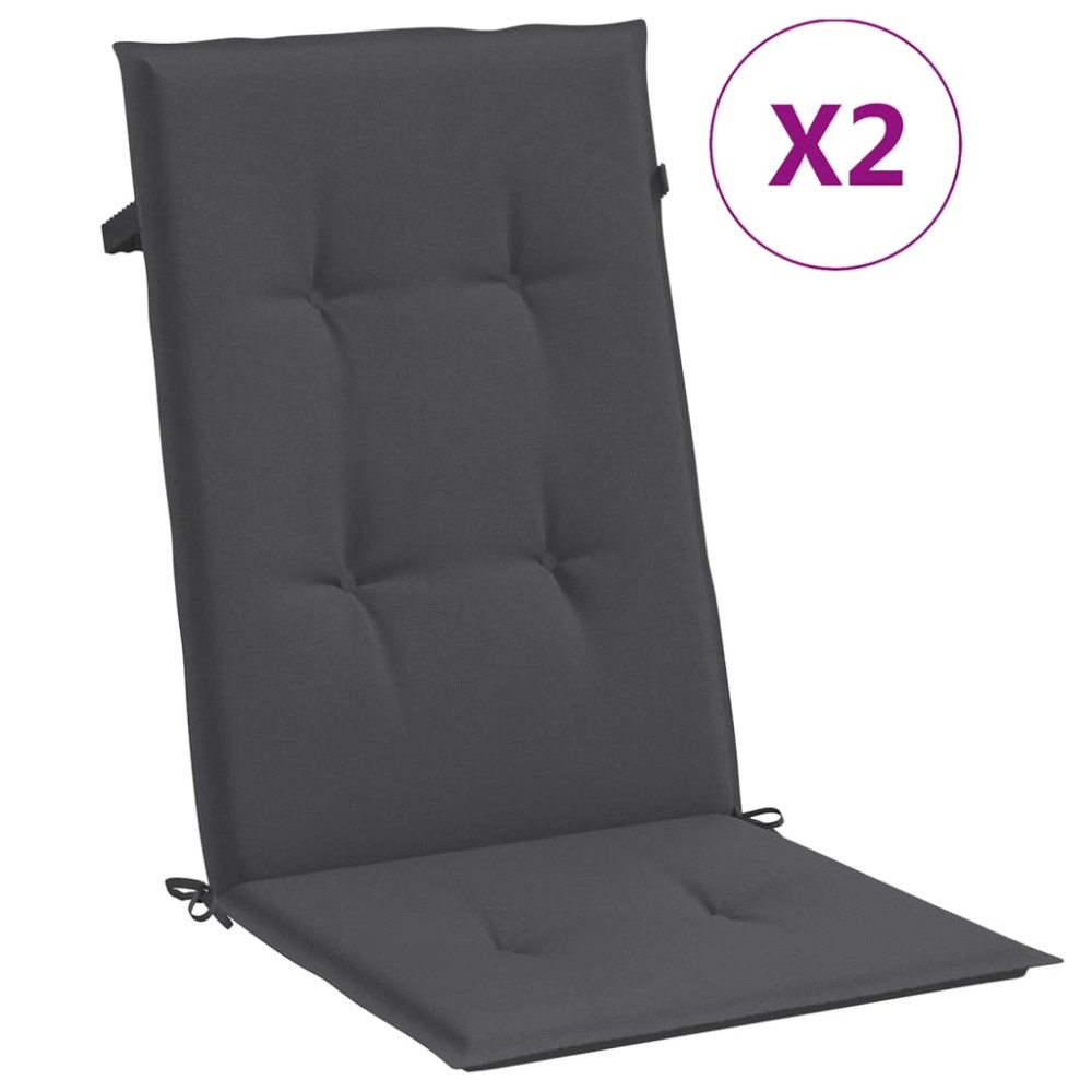 vidaXL Perne scaun cu spătar înalt, 2 buc. antracit 120x50x4 cm textil