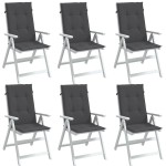 vidaXL Perne scaun cu spătar înalt, 6 buc. antracit 120x50x4 cm textil vidaXL Perne scaun cu spătar înalt, 6 buc. antracit 120x50x4 cm textil