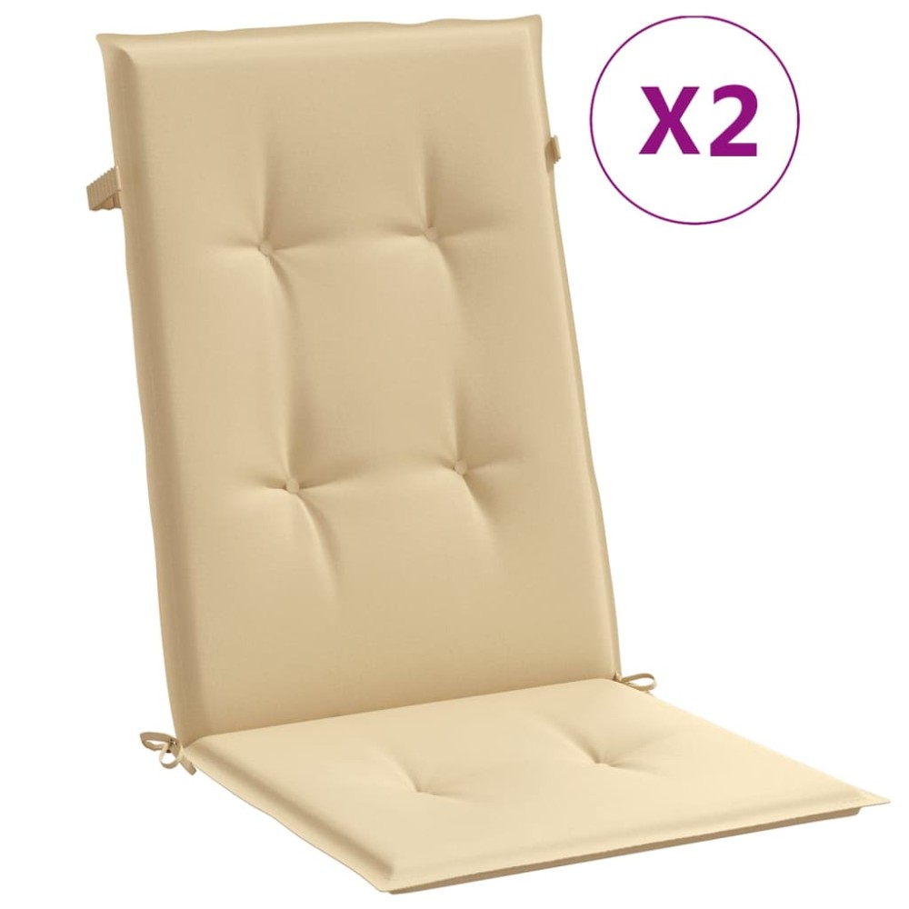 vidaXL Perne scaun cu spătar înalt 2 buc. melanj bej 120x50x4cm textil