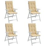 vidaXL Perne scaun cu spătar înalt 4 buc. melanj bej 120x50x4cm textil