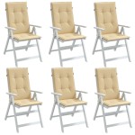 vidaXL Perne scaun cu spătar înalt 6 buc. melanj bej 120x50x4cm textil vidaXL Perne scaun cu spătar înalt 6 buc. melanj bej 120x50x4cm textil