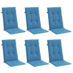 vidaXL Perne scaun spătar înalt 6buc melanj albastru 120x50x4cm textil