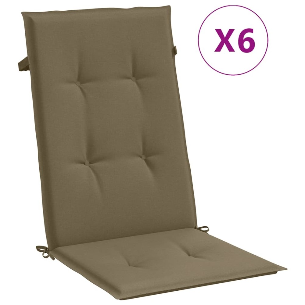 vidaXL Perne scaun spătar înalt 6buc melanj gri taupe120x50x4cm textil
