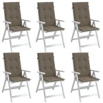 vidaXL Perne scaun spătar înalt 6buc melanj gri taupe120x50x4cm textil vidaXL Perne scaun spătar înalt 6buc melanj gri taupe120x50x4cm textil