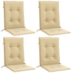 vidaXL Perne scaun cu spătar mic, 4 buc. melanj bej 100x50x4 cm textil