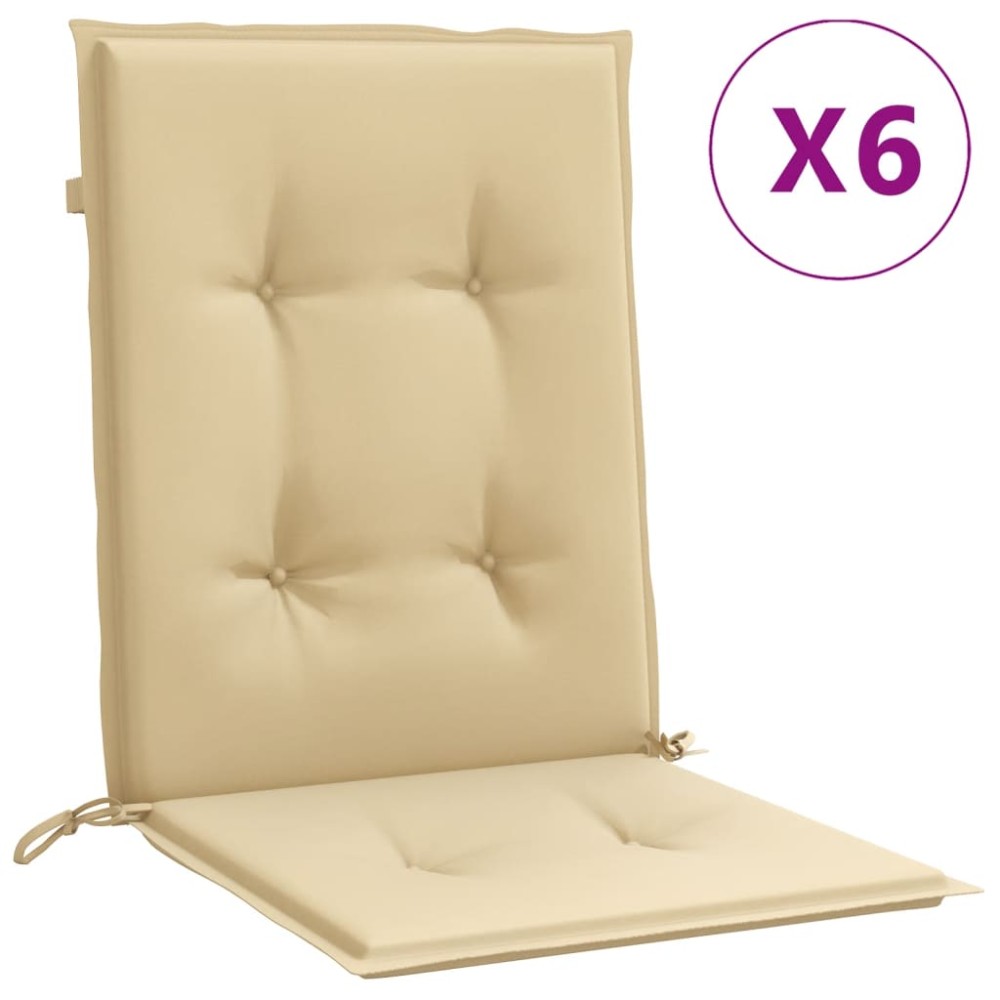 vidaXL Perne scaun cu spătar mic, 6 buc. melanj bej 100x50x4 cm textil